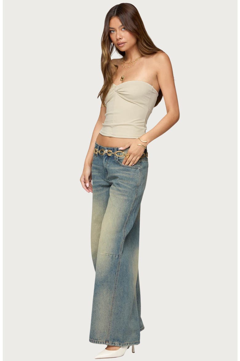 Lian Twist Front Strapless Crop Top, Alternate, color, CREAM