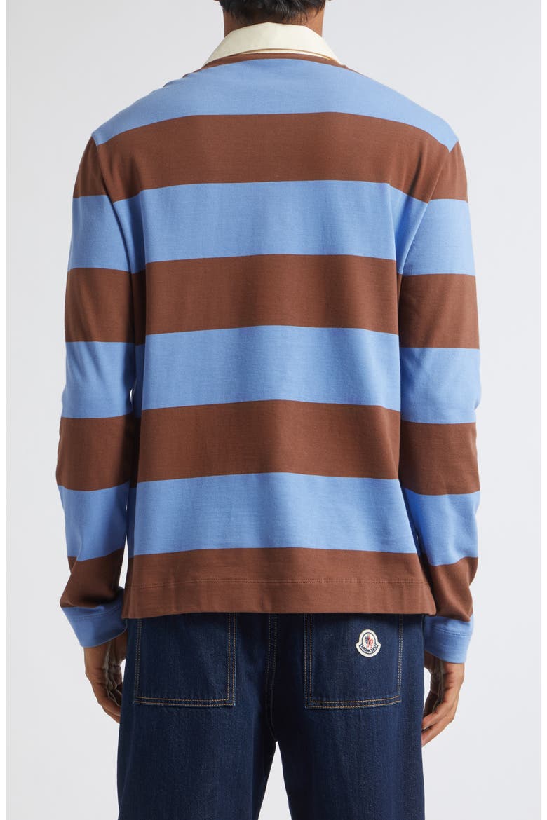 Long Sleeve Stripe Rugby Polo, Alternate, color, STRIPE AZURE/ BROWN