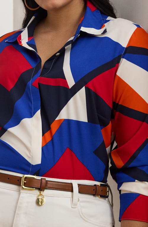 Ralph Lauren Lauren  Print Crêpe De Chine Button-up Shirt In Blue Multi