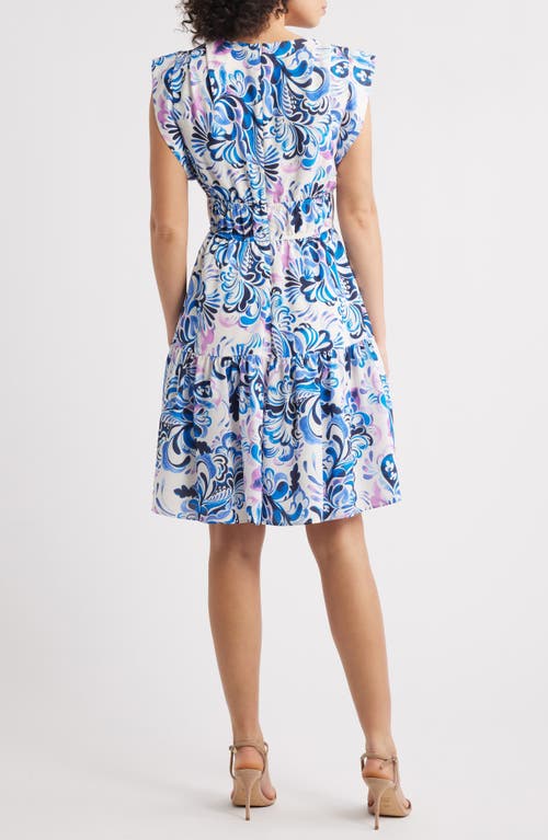 Eliza J Obi Floral Dress In Ivory Mult