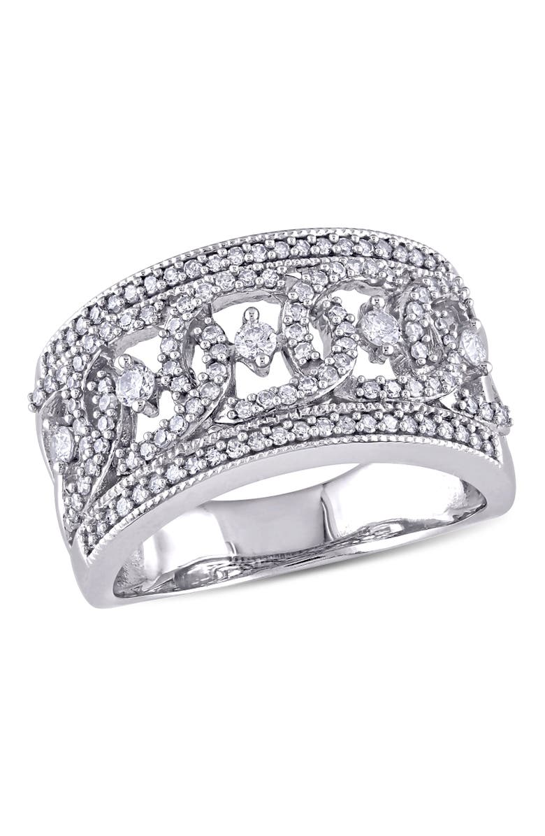 Julianna B. Diamond Wide Interlaced Circle Ring 10k, Main, color, 10K White Gold