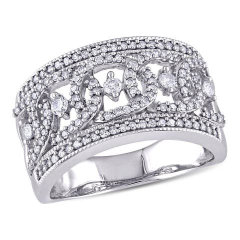 Diamond Wide Interlaced Circle Ring 10k