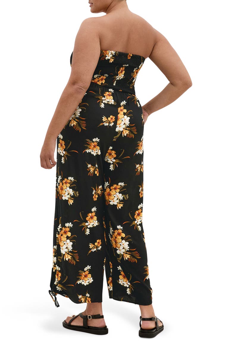 Aruba Floral Strapless Jumpsuit, Alternate, color, BLACK PRINT