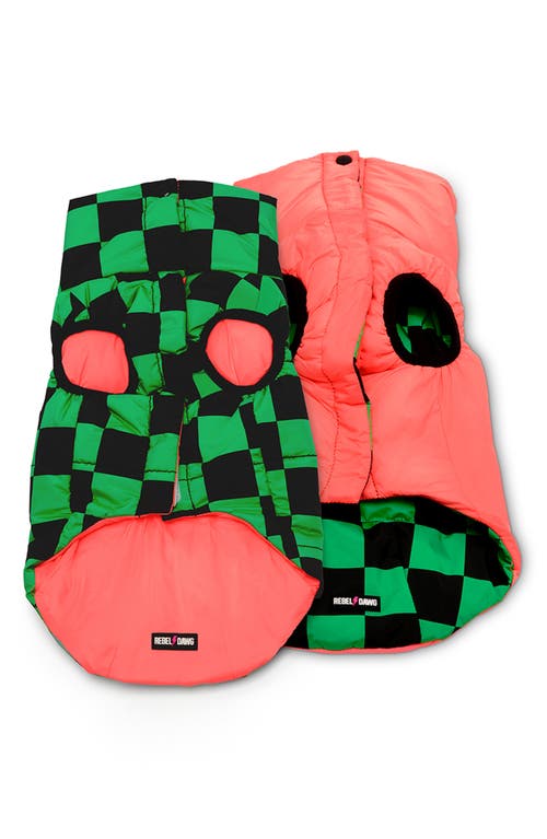 Rebel Dawg Reversible Dog Puffer Coat In Green