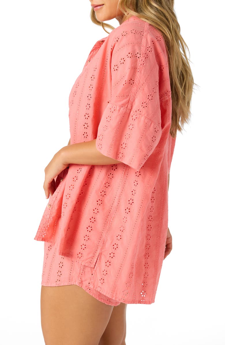 O'Neill Olivia Eyelet Cover-Up Shirt, Alternate, color, Porcelain Rose