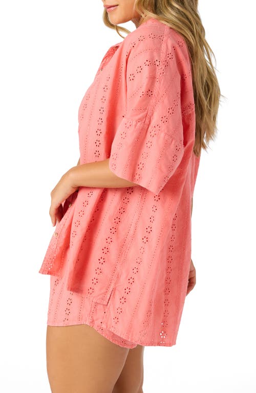 O'neill Olivia Eyelet Cover-up Shirt In Pink