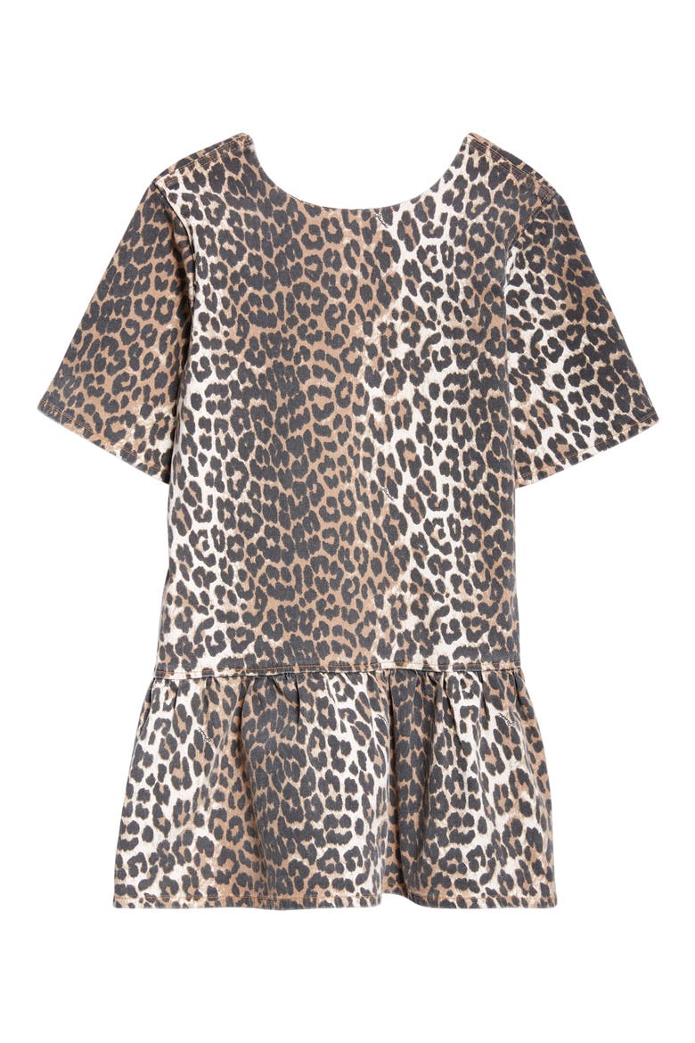 Leopard Print Open Back Organic Cotton Stretch Twill Minidress, Alternate, color, LEOPARD