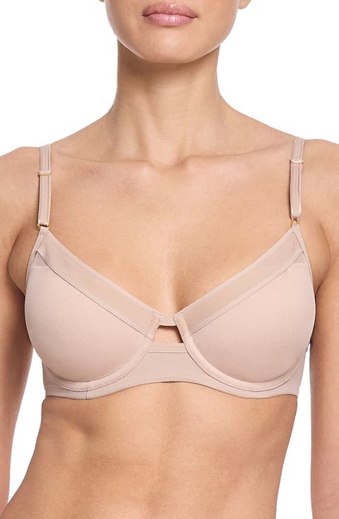 Underwire Lined Mesh Plunge Bra
