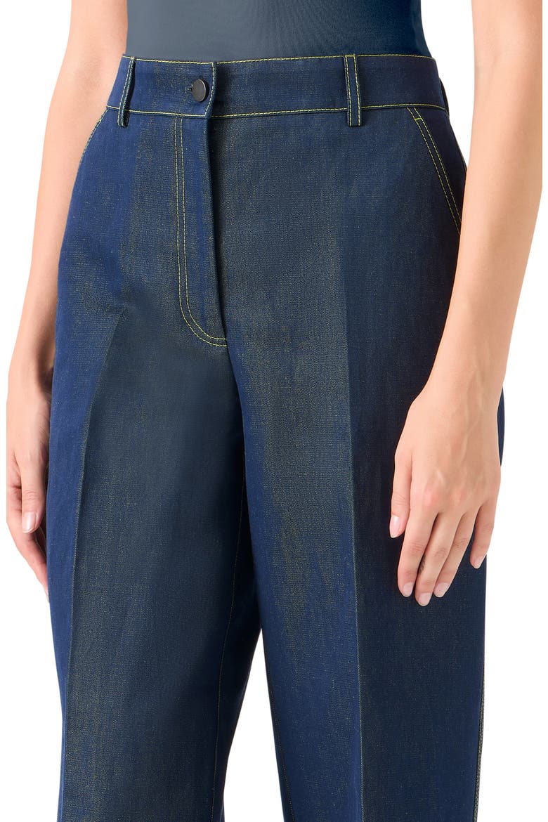Creased Ankle Straight Leg Jeans, Alternate, color, DARKBLUE DENIM-LEMON ZING