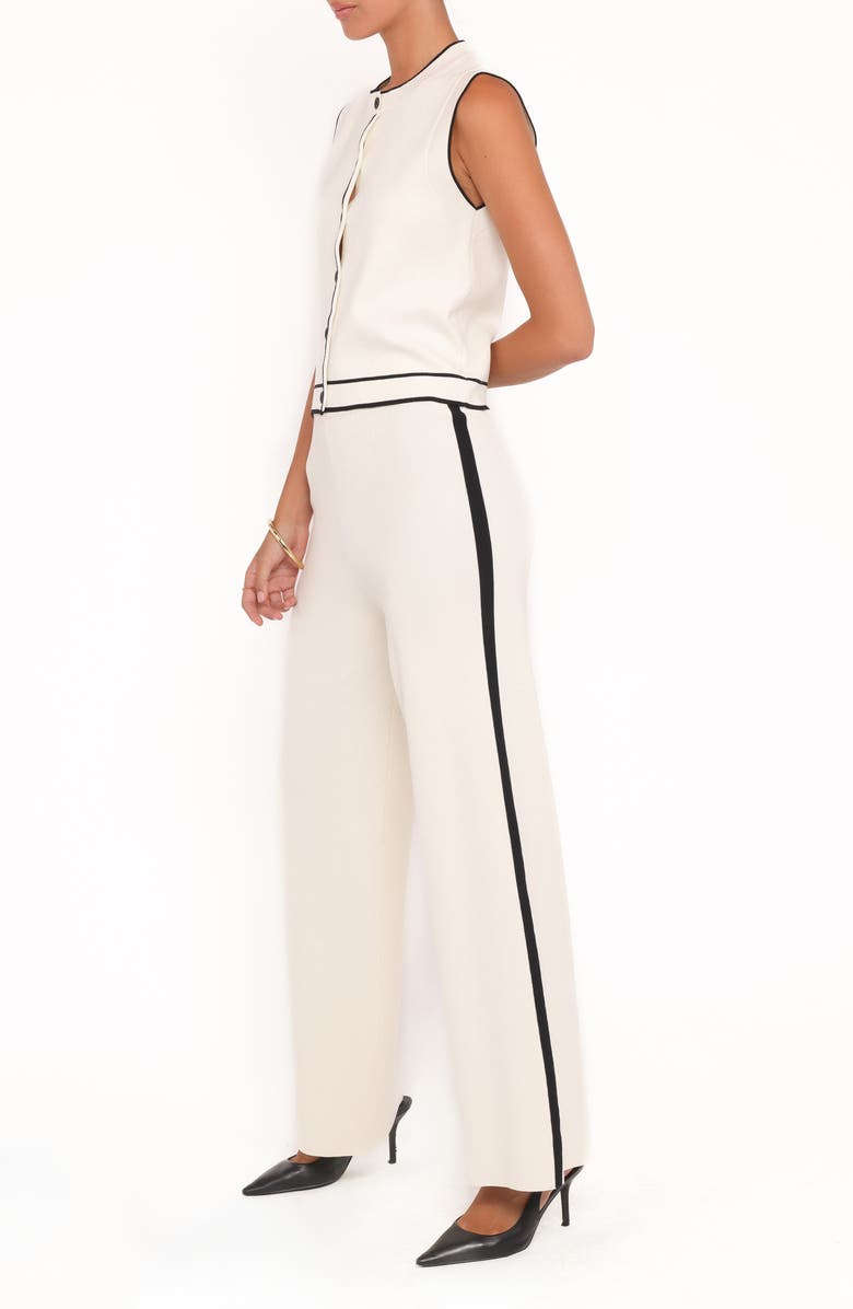 Petal & Pup Jules Contrast Piping Sweater Vest & Pants Set, Alternate, color, White