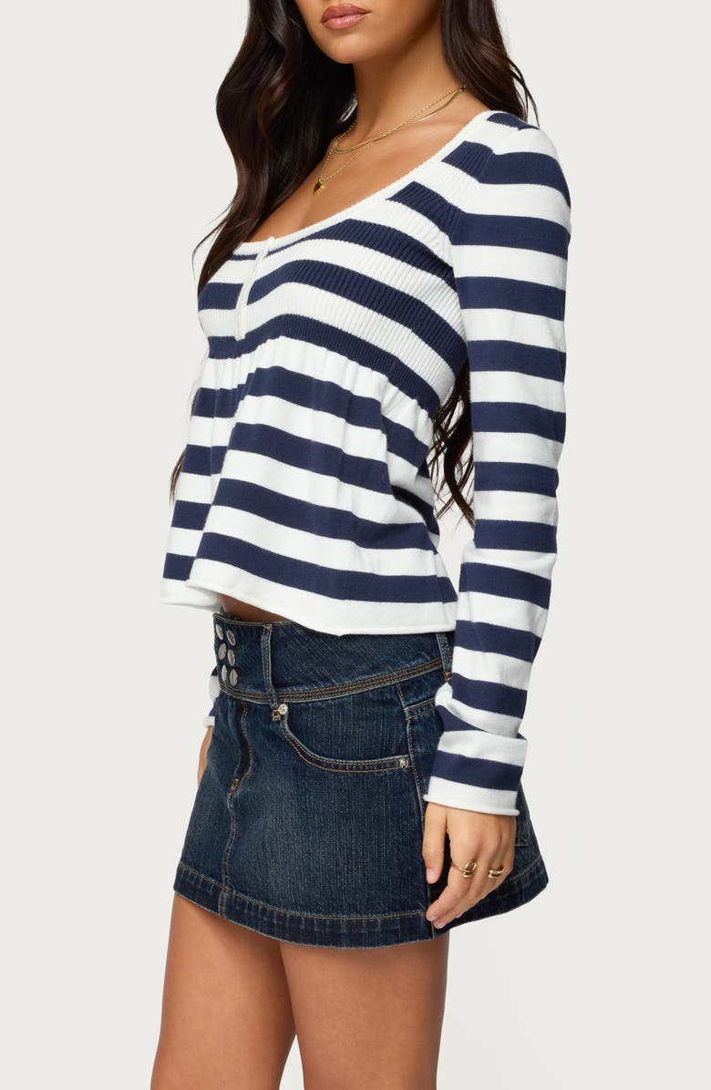 EDIKTED Lockie Stripe Knit Babydoll Top, Alternate, color, 