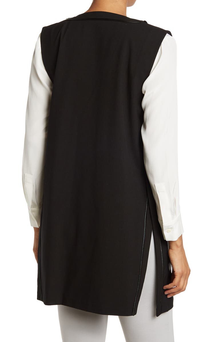 Amanda & Chelsea AMANDA AND CHELSEA Faux Leather Trim Patch Pocket Long Vest, Alternate, color, 
