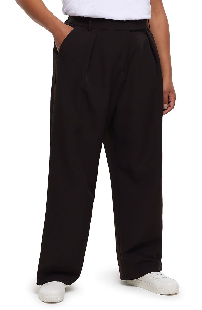 River Island Pleated Wide Leg Trousers, Main, color, 