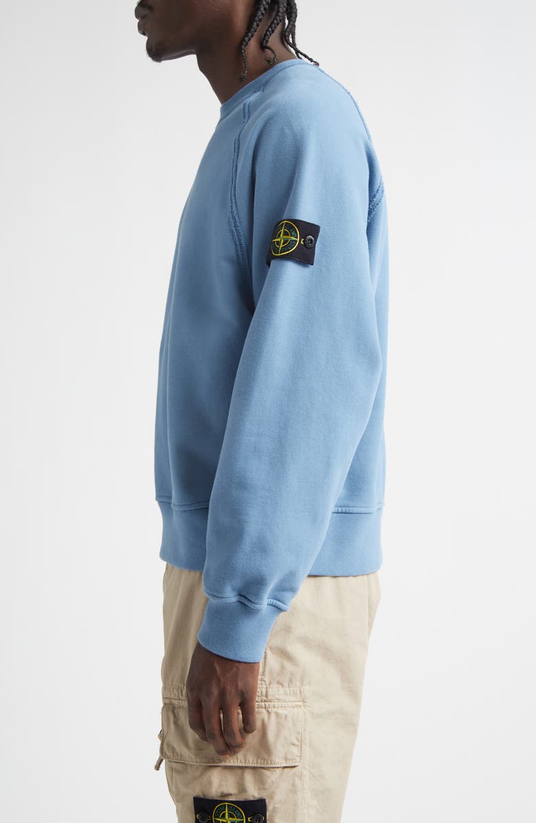 Stone Island Compass Logo Patch Raglan Sleeve Fleece Sweatshirt, Alternate, color, V002b Blue