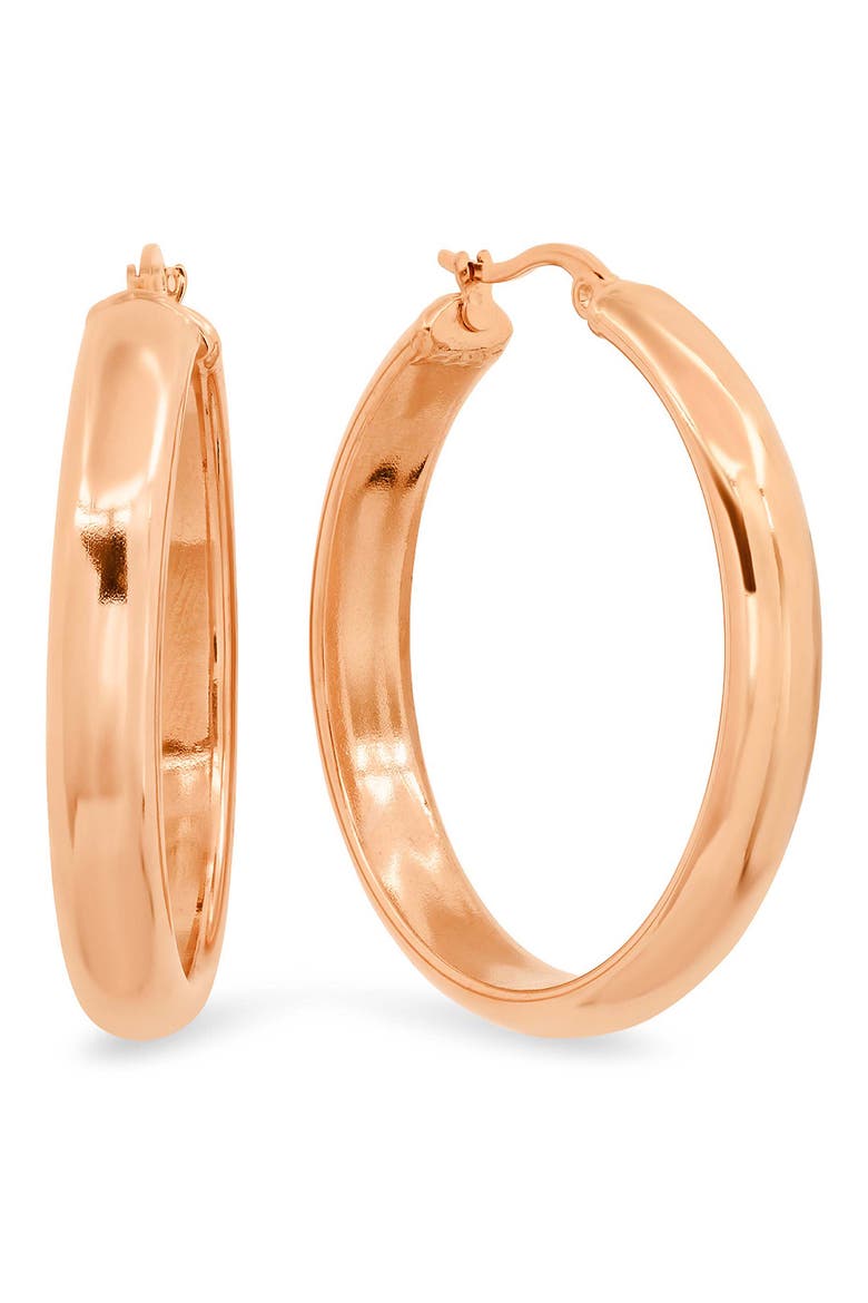 18k-Rose-Gold-Plated Hoop Earrings, Main, color, ROSE