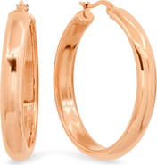 HMY JEWELRY 18k-Rose-Gold-Plated Hoop Earrings