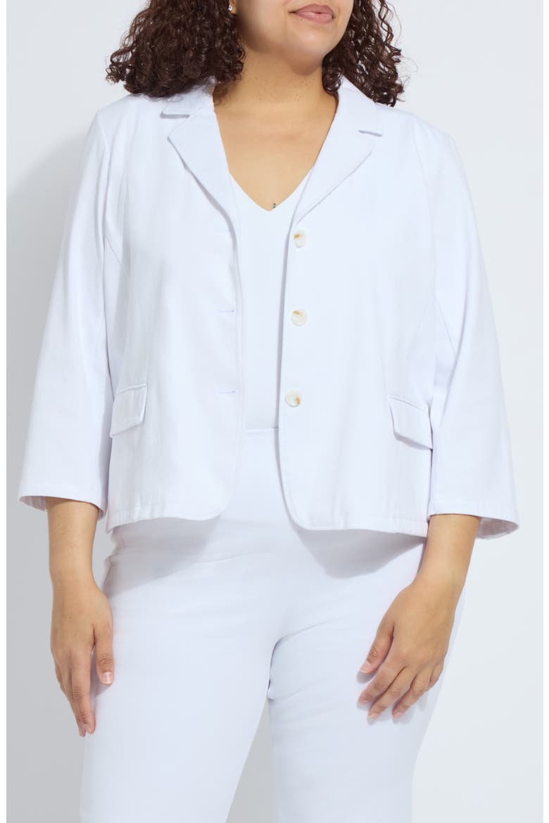 'Lyssentials Della Bracelet Sleeve Blazer, Main, color, WHITE