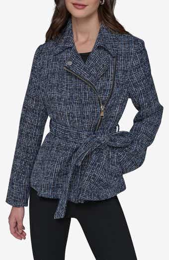 KARL LAGERFELD PARIS Belted Tweed Moto Jacket