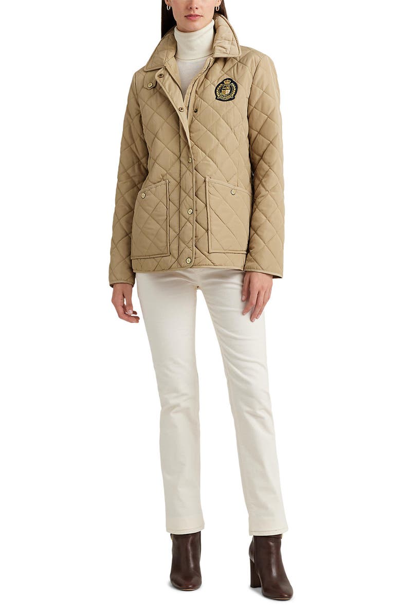 Lauren Ralph Lauren Crest Logo Recycled Shell Diamond Quilted Jacket, Alternate, color,