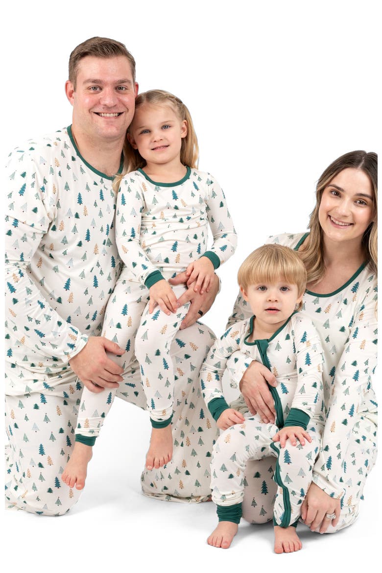 Men's Viscose Matching Family Holiday Pajamas, Reindeer & Polar Bear Prints, Alternate, color, Pine Tree
