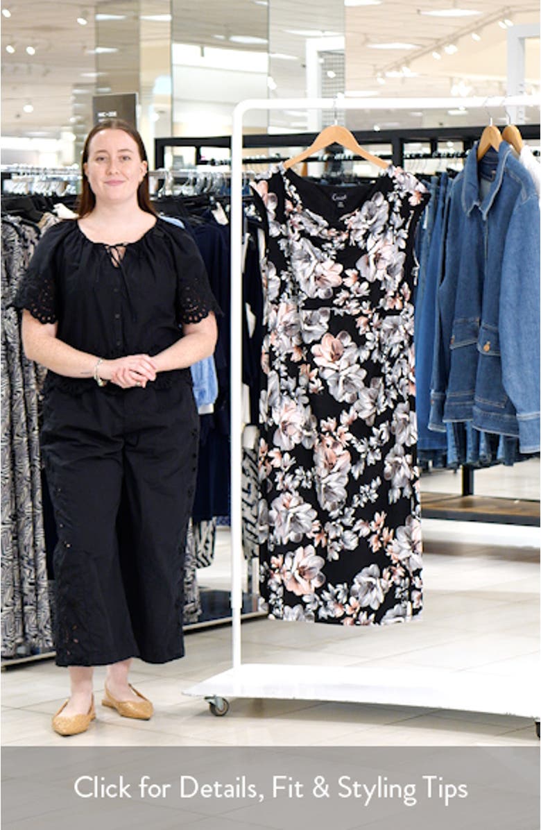 Floral Cowl Neck Cap Sleeve Midi Dress, sales video thumbnail