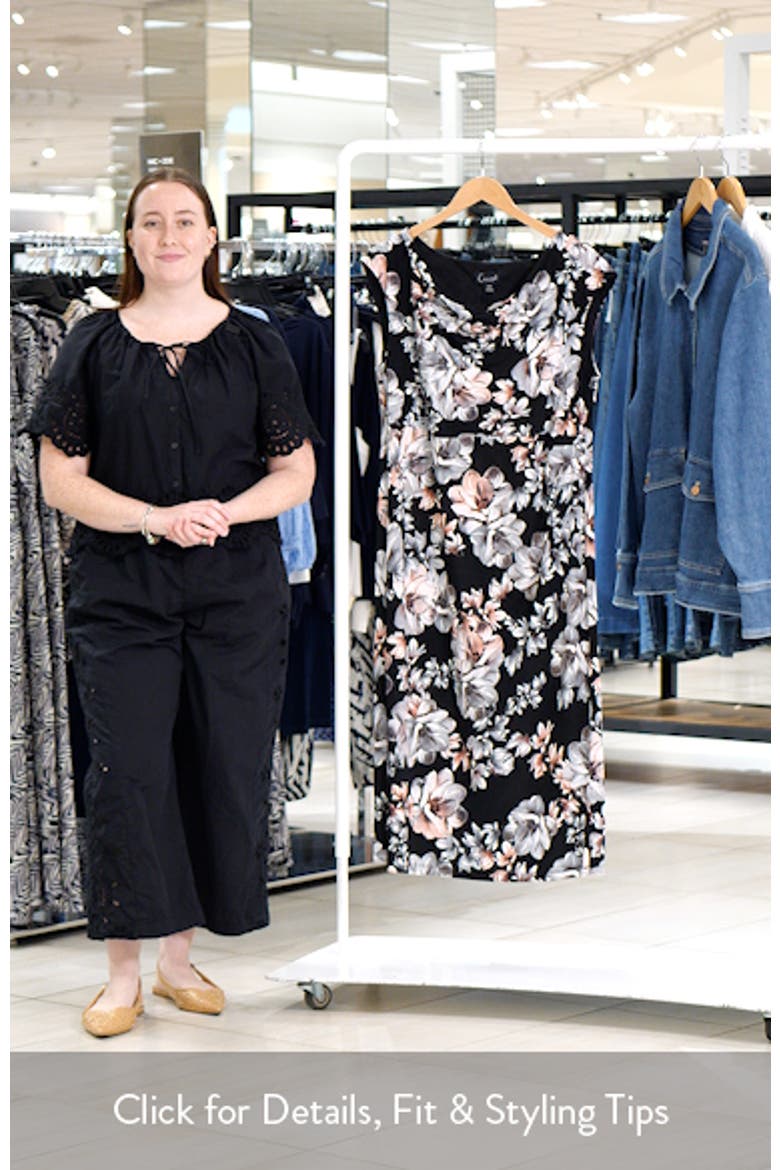 Floral Cowl Neck Cap Sleeve Midi Dress video