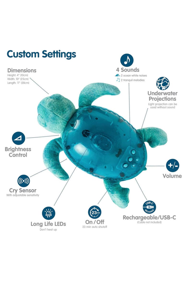 Tranquil Turtle Eco - Nightlight Projector toy & Soothing Sound Machine for Better Sleep, Alternate, color, Aqua