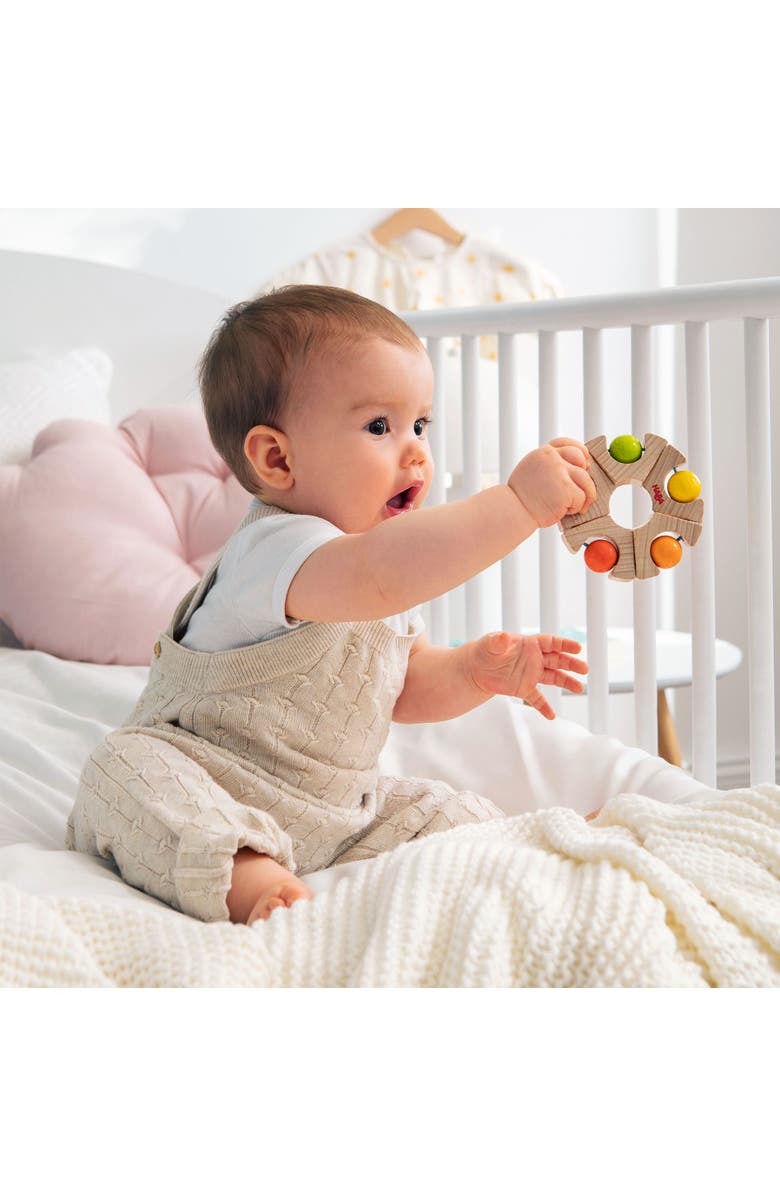 HABA Rainbow Ball Wooden Baby Teething Toy & Montessori Grasping Wooden Rattle, Sensory Toys for Babies, Baby Grasping Toys for 6-12 Months, Alternate, color, Multi