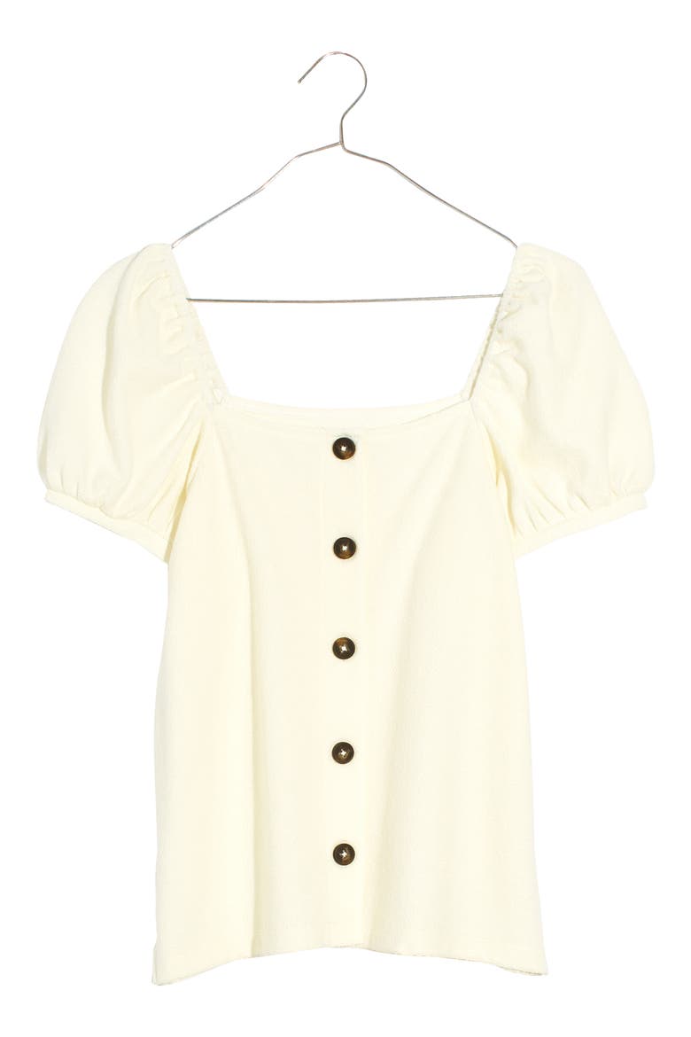 Women's Jacquard Square Neck Puff Sleeve Top, Alternate, color, LIGHTHOUSE