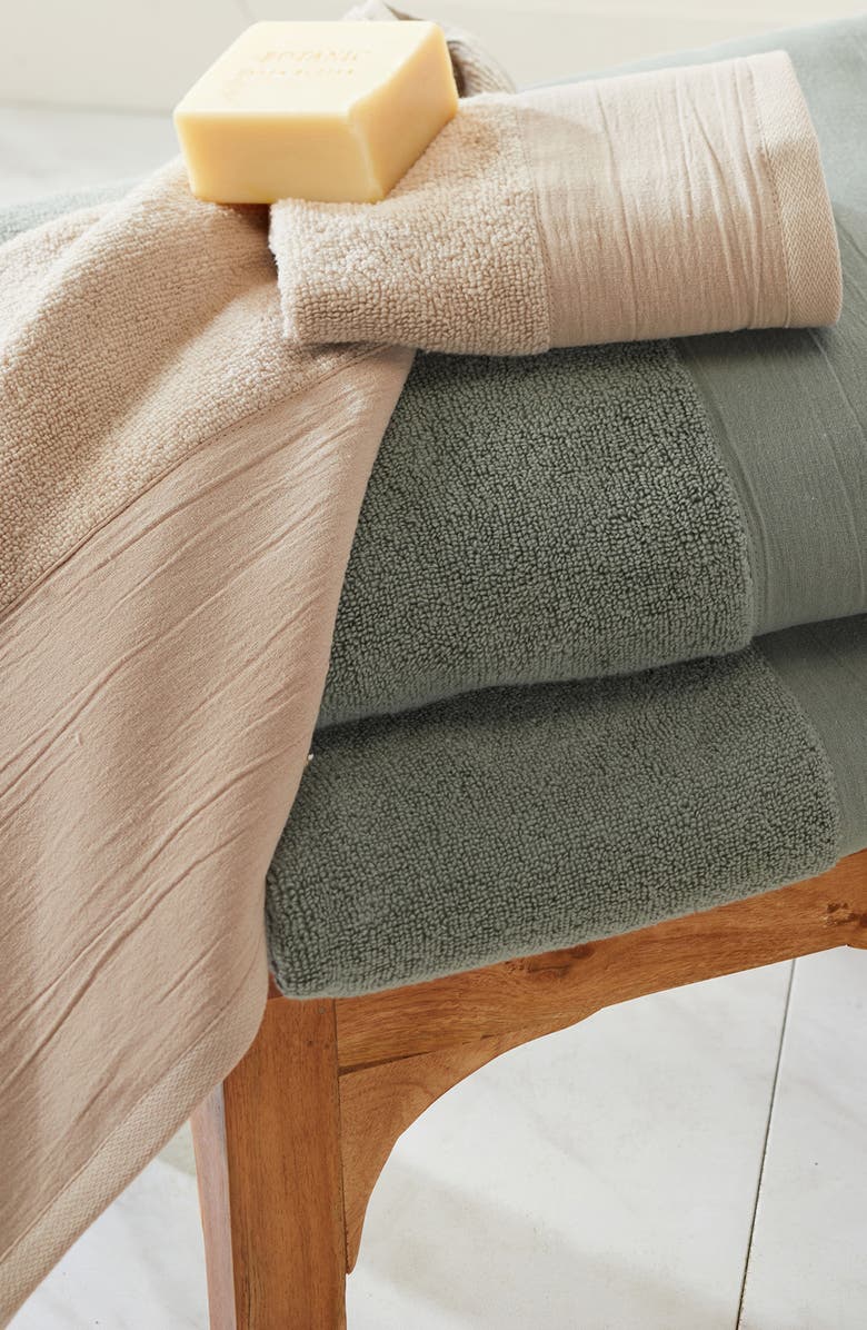 Woven & Weft Border 6-Piece Cotton Towel Set, Alternate, color, Stone