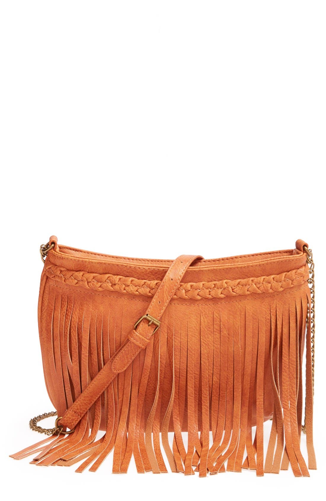 Braided Fringe Crossbody Bag, Main, color, COGNAC