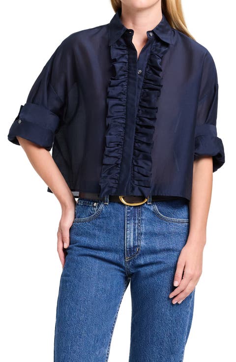 Next Ex Ruffle Crop Shirt