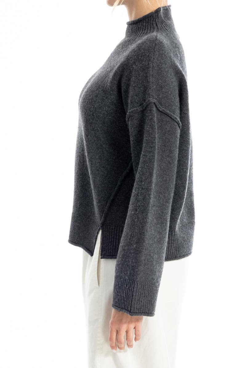 MAX STUDIO Exposed Seam Turtleneck Sweater, Alternate, color, Heather Charcoal