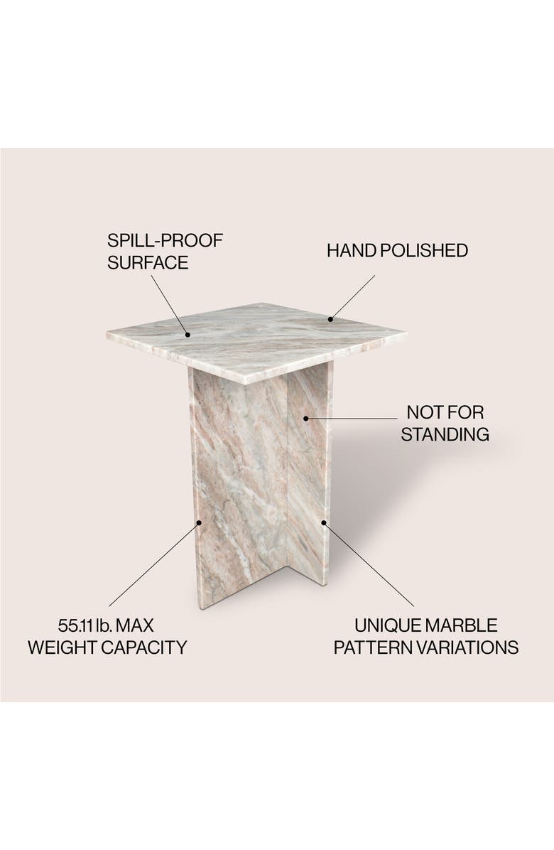 JONATHAN Y Cecil 18.5" Contemporary Natural Marble Handmade T-Shaped End Table, Alternate, color, Gray/Beige