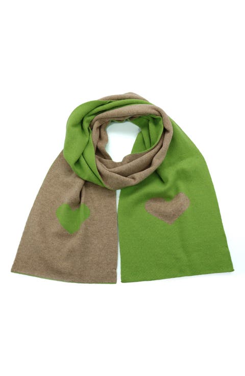Heart Two Tone Wool Blend Scarf