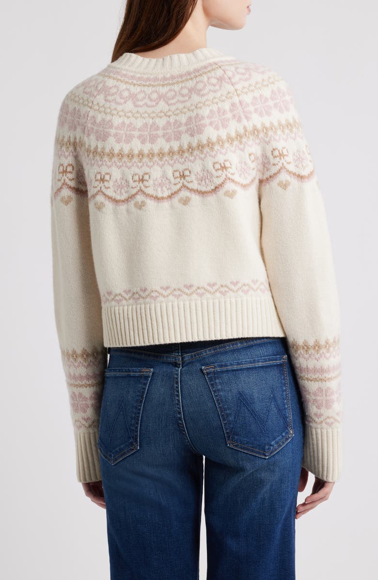 LoveShackFancy Shantae Fair Isle Merino Wool Cardigan, Alternate, color, Pink Champagne