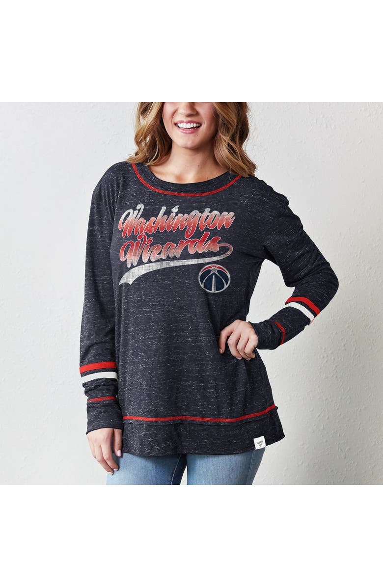 FANATICS Women's Fanatics Branded Navy/Red Washington Wizards Dreams Sleeve Stripe Speckle Long Sleeve T-Shirt, Alternate, color, 