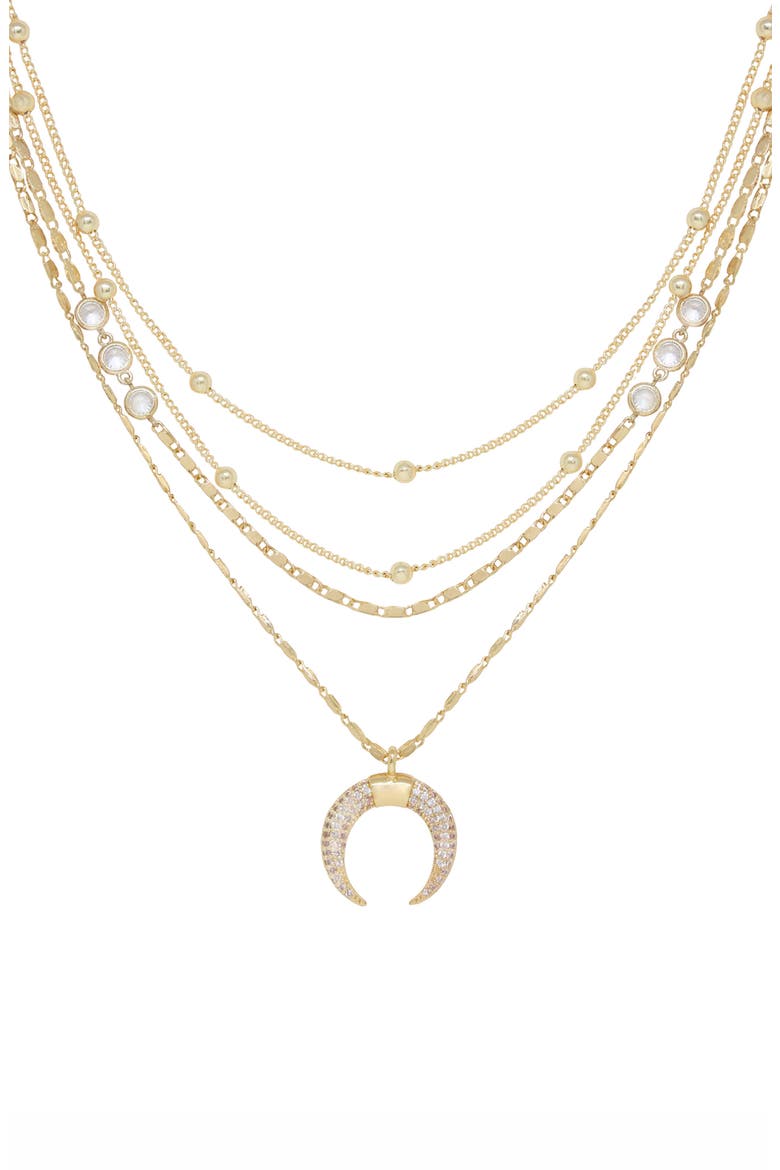 Crescent Horn Multistrand Pendant Necklace, Alternate, color, GOLD