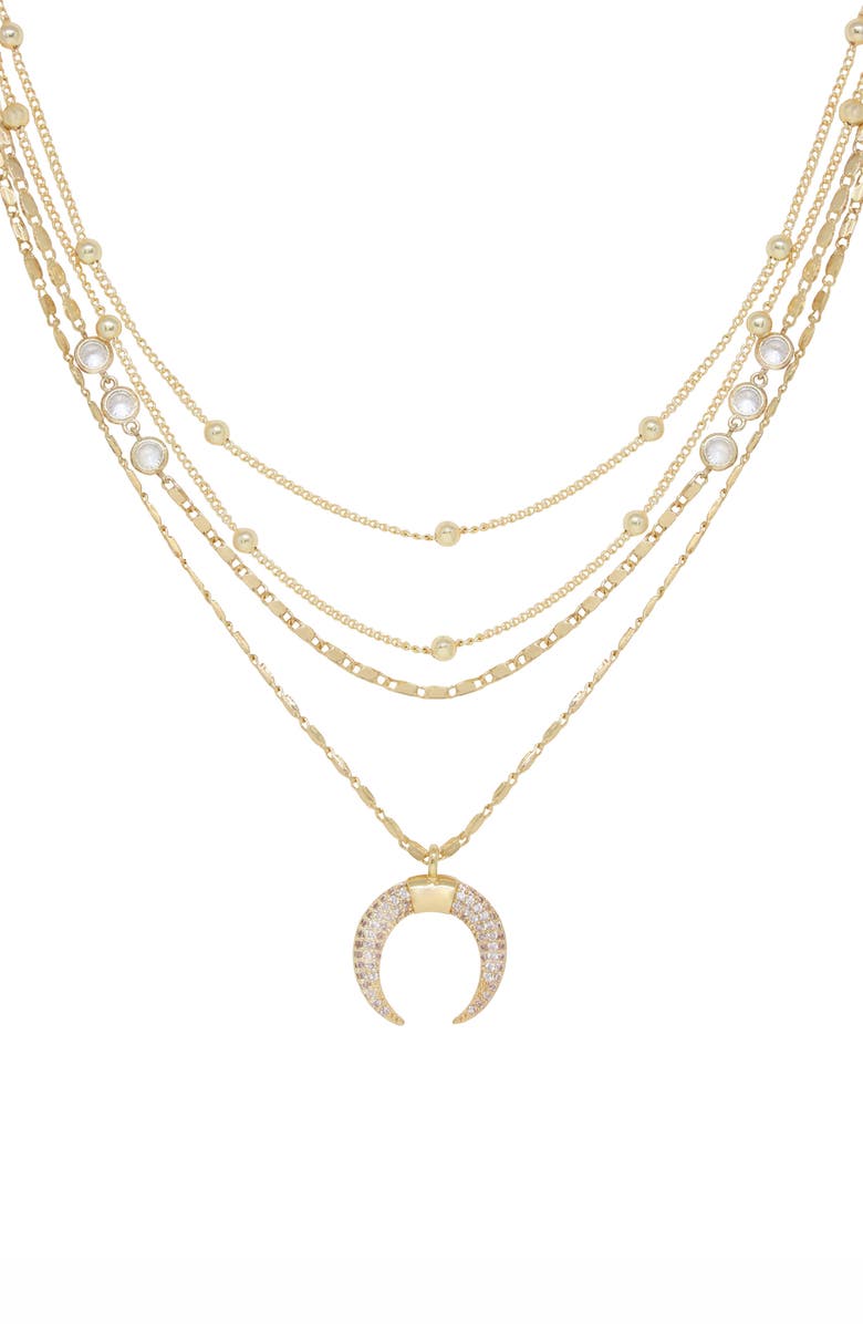 Ettika Crescent Horn Multistrand Pendant Necklace, Alternate, color, Gold