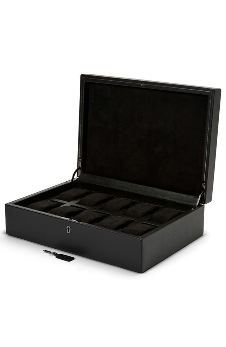 WOLF British Racing 10 Piece Watch Box, Alternate, color, Black