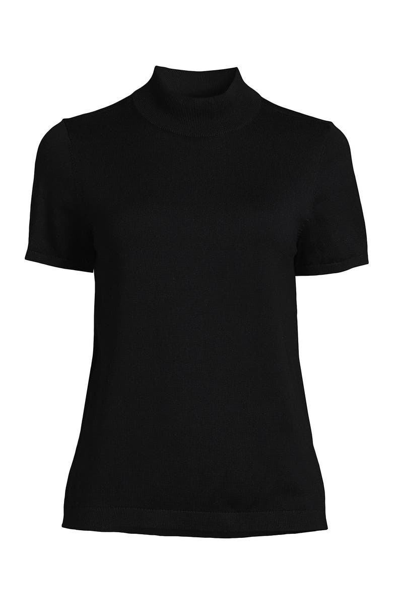 Lands' End Cotton Modal Half Sleeve Mock Neck Pullover Sweater, Alternate, color, 