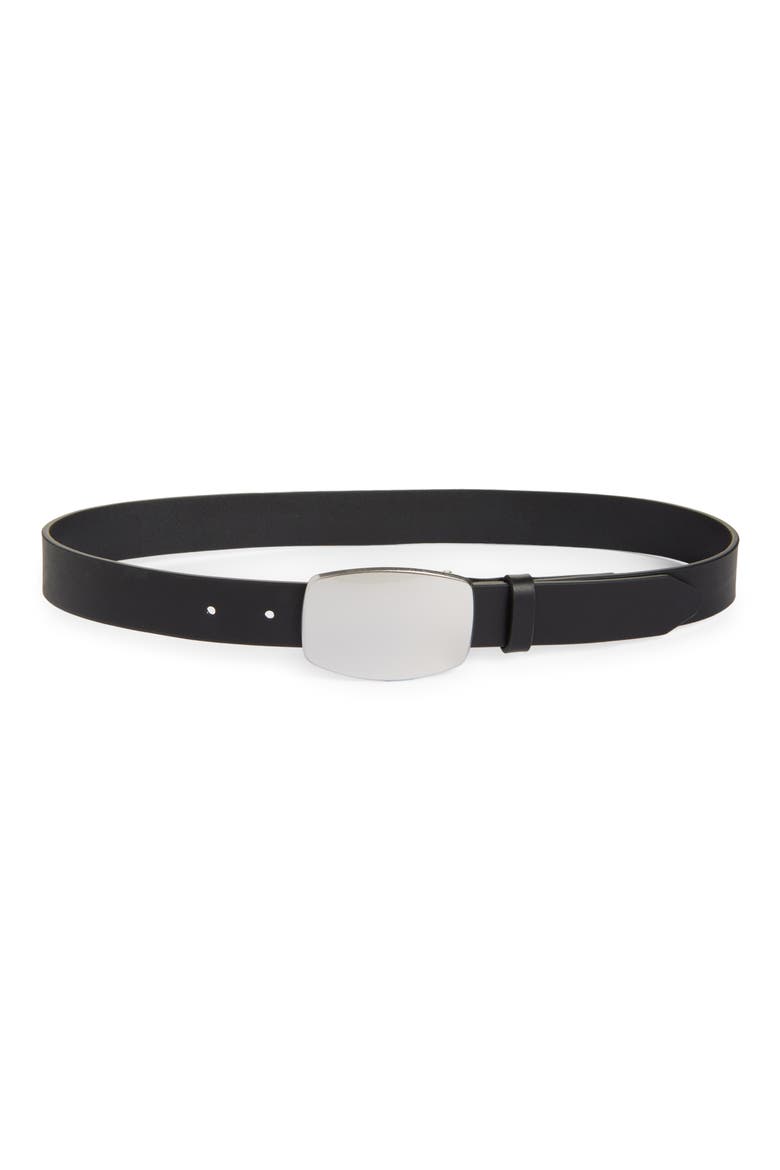 Wyatt Leather Belt, Main, color, BLACK