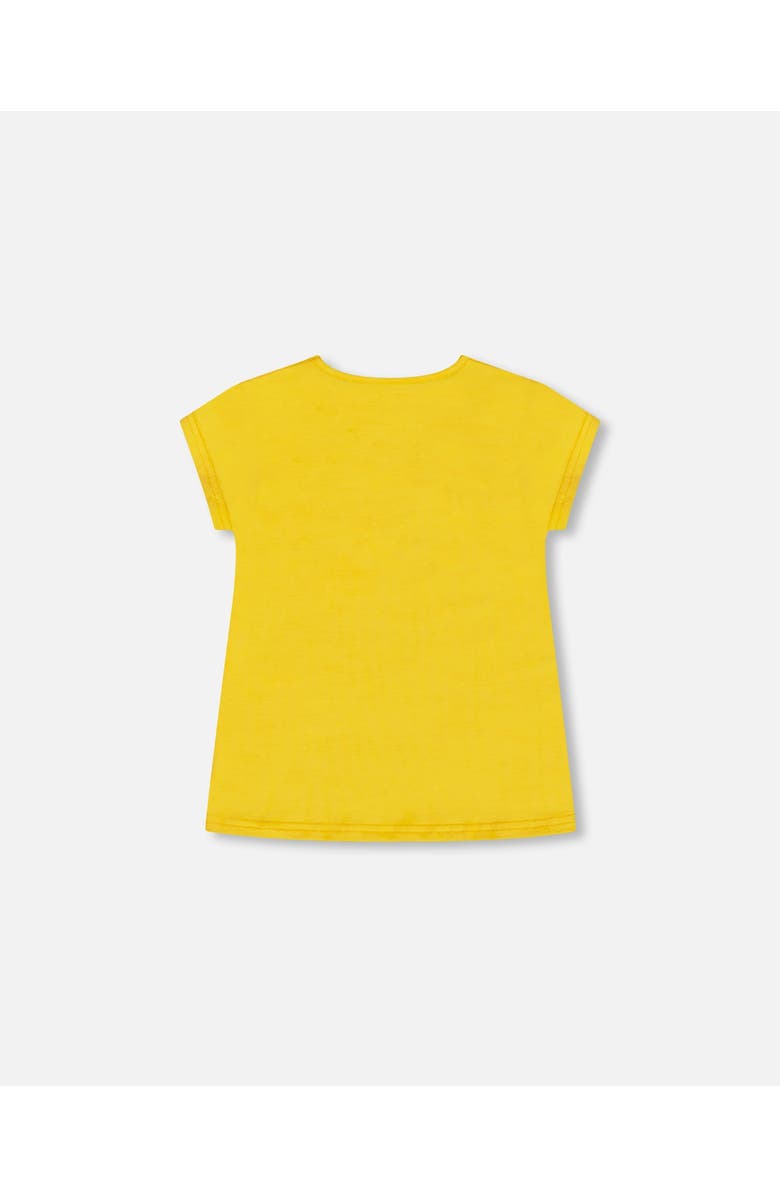 Deux par Deux Little Girl's Organic Cotton Tee Yellow And Birds, Alternate, color, 