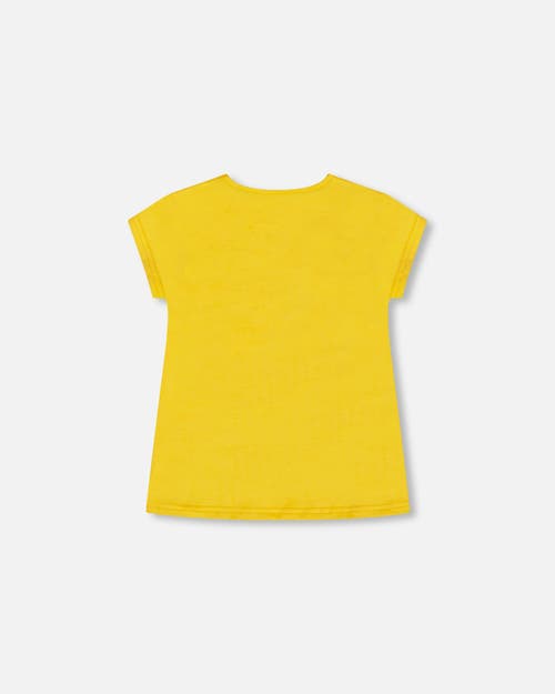 Deux Par Deux Little Girl's Organic Cotton Tee Yellow And Birds In Yellow And Birds