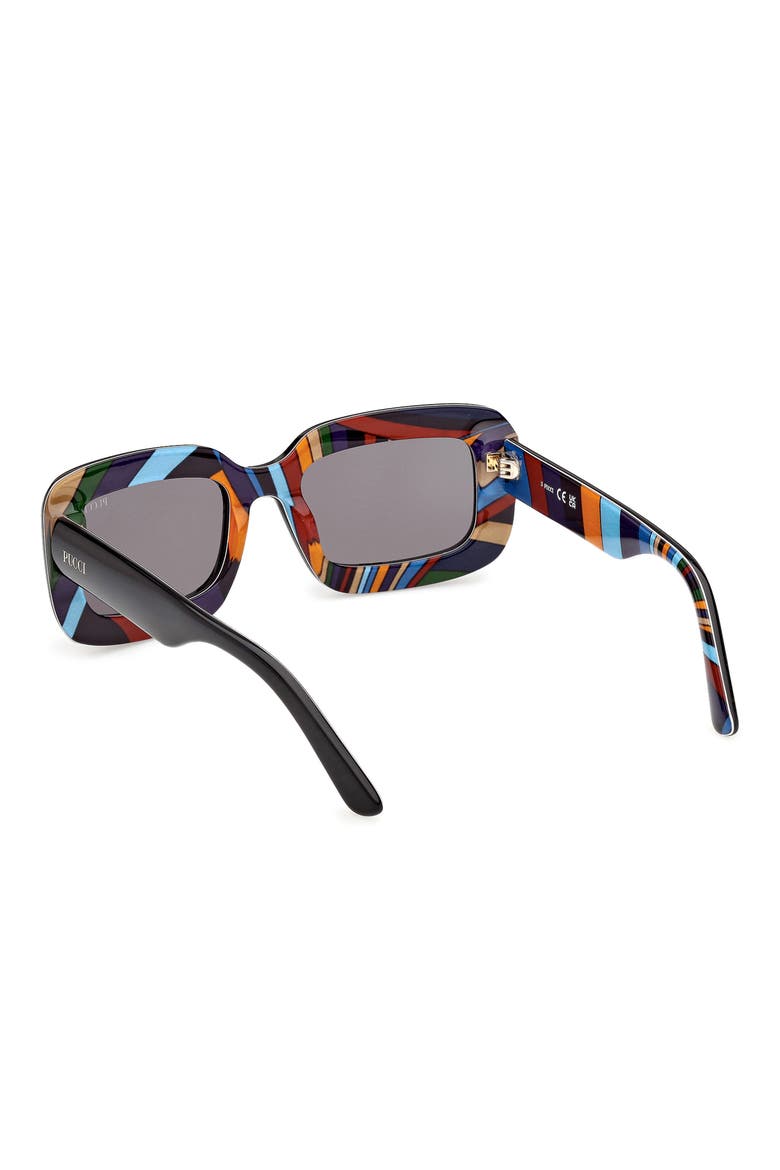 52mm Rectangular Sunglasses, Alternate, color, BLACK / IRIDE PATTERN / SMOKE