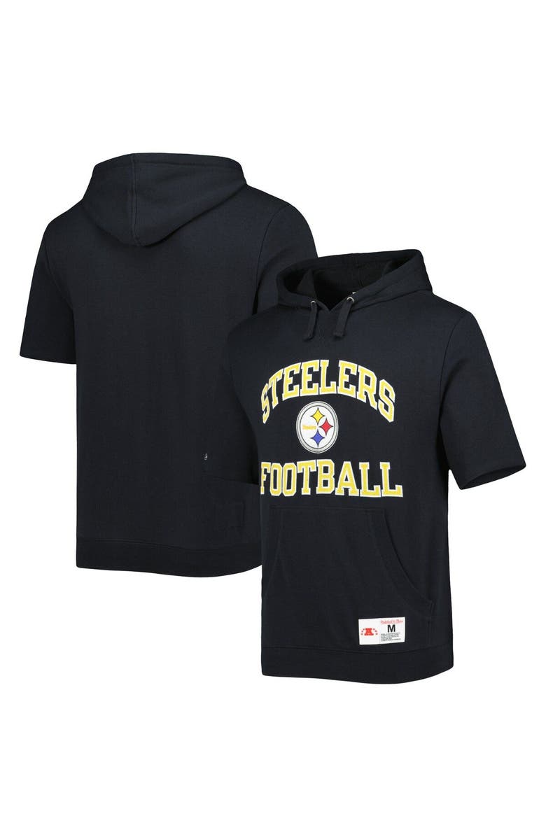 Mitchell & Ness Men's Mitchell & Ness Black Pittsburgh Steelers Washed Short Sleeve Pullover Hoodie, Main, color, Black