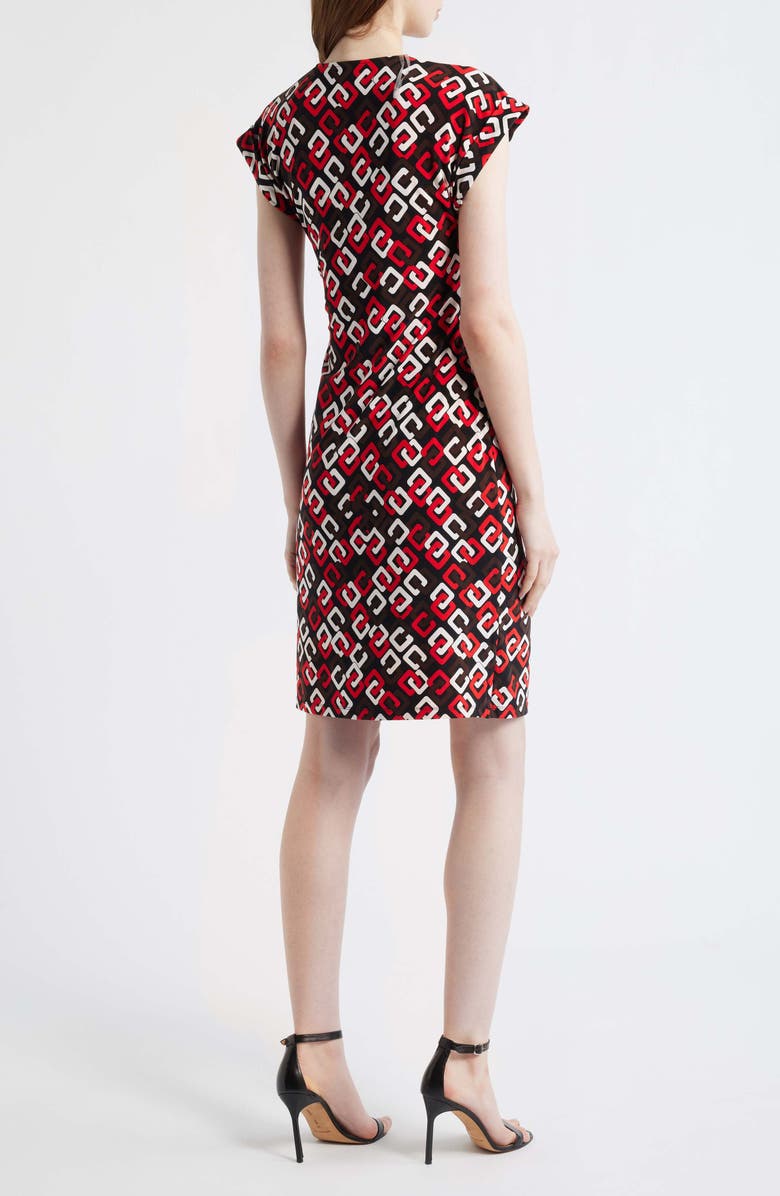 Anne Klein Print Wrap Dress, Alternate, color, Begonia Red Multi
