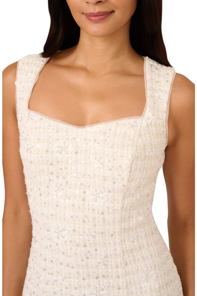 Sequin Sleeveless Tweed Sheath Dress, Alternate, color, IVORY MULTI