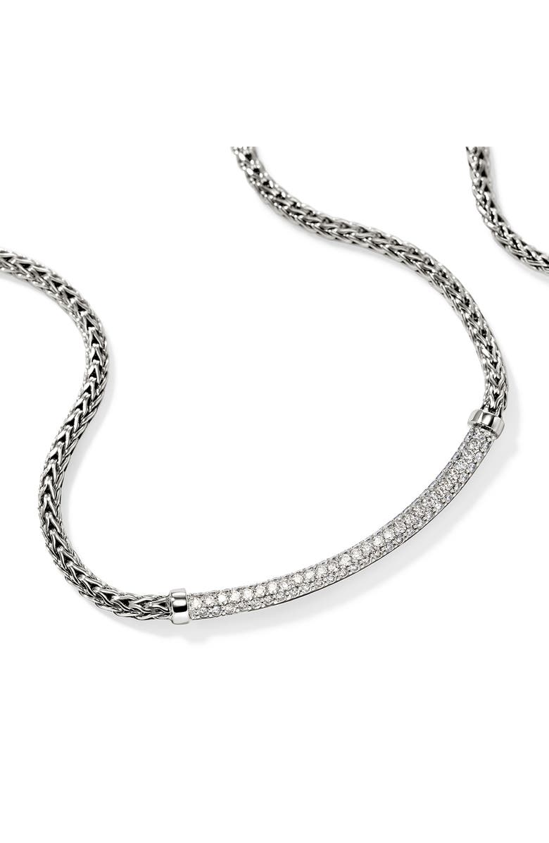 John Hardy JH Essential Diamond Pavé Necklace, 2.5mm, Alternate, color, Silver/ White Diamond