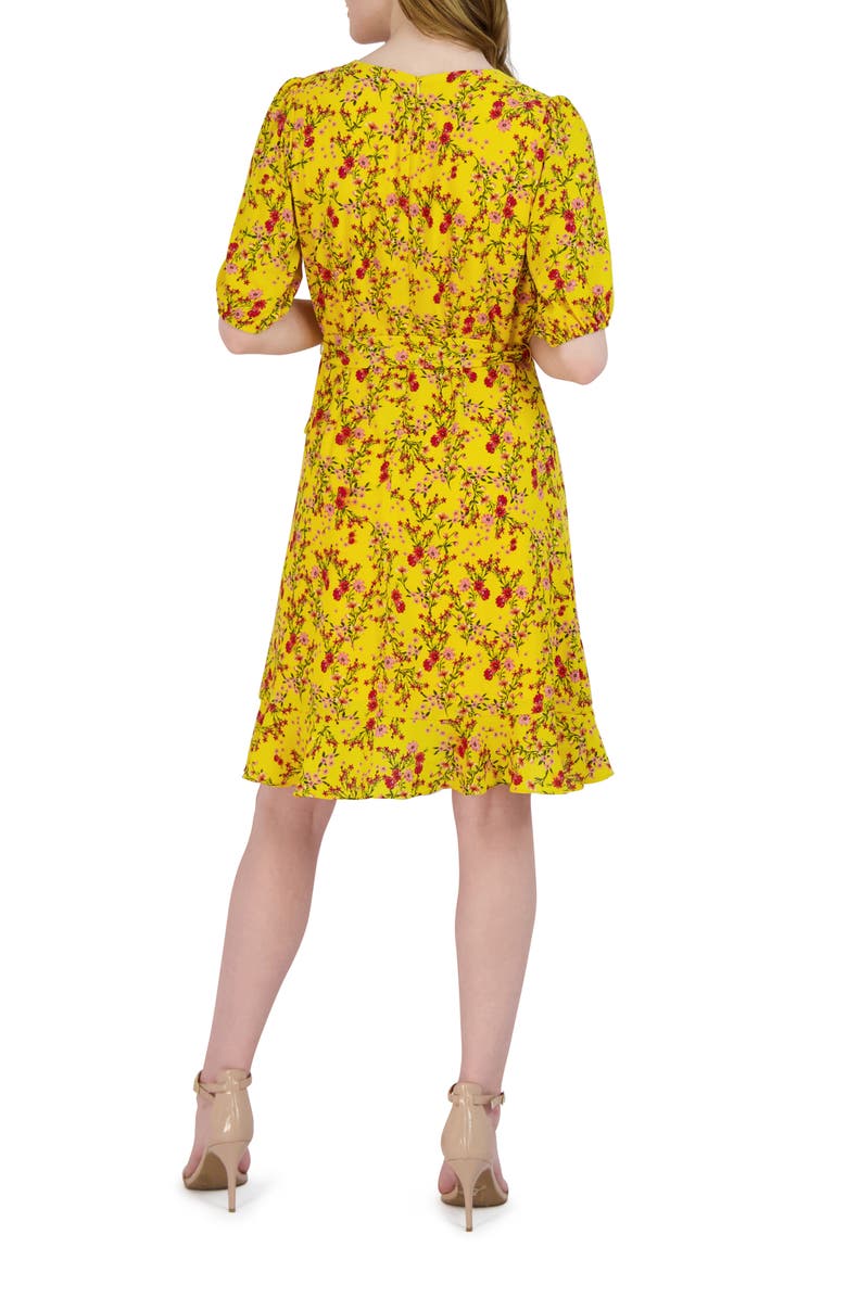 Julia Jordan Puff Sleeve Floral Faux Wrap Dress, Alternate, color, 
